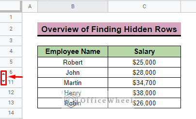 overview of how to find hidden rows in google sheets