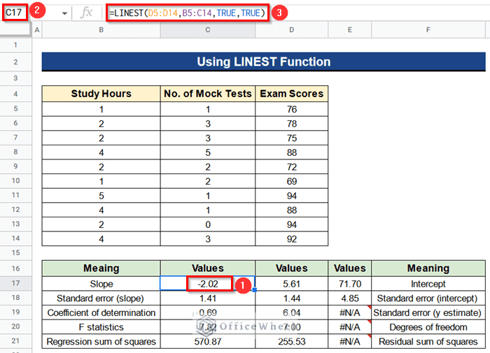 How to Find Linear Regression in Google Sheets Using LINEST Function