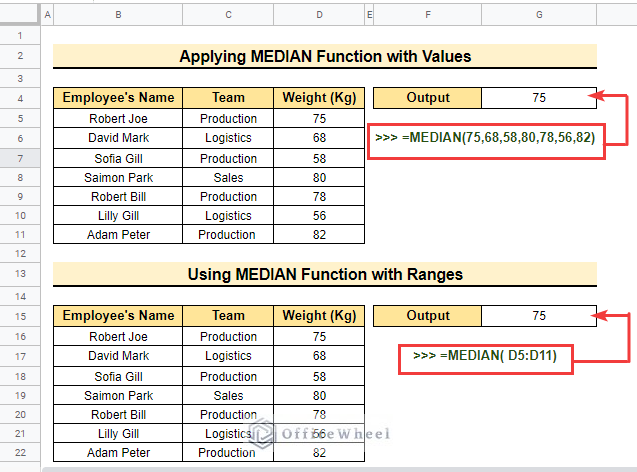 Overview of How to find median in google sheets
