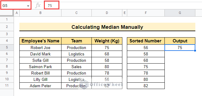 calculating amnually of how to find median in google sheets