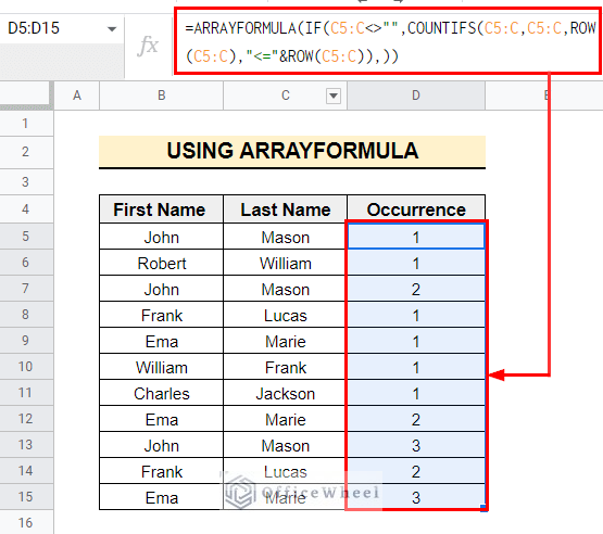 how to find unique values in google sheets using ARRAYFORMULA