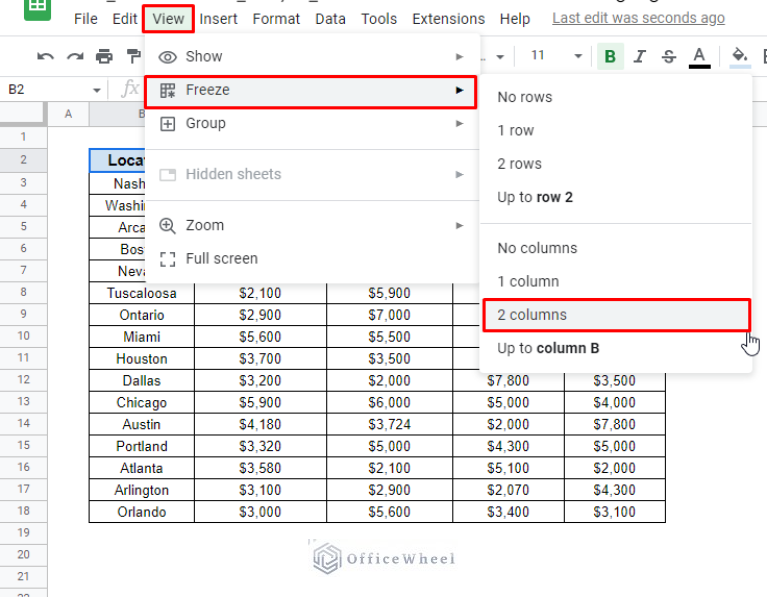 How to Freeze Rows and Columns in Google Sheets OfficeWheel