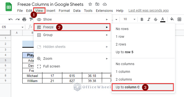 How to Freeze Specific Columns in Google Sheets (3 Quick Ways)