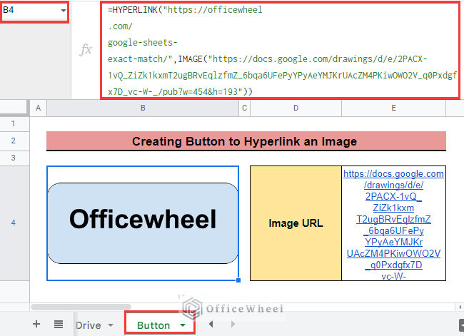 hyperlink an image in google sheets creating button 