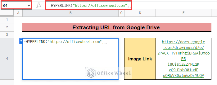 Extracting Image URL from Google Drive to hyperlink an image in google sheets