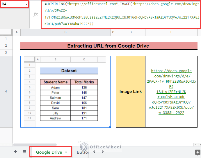hyperlink an image in google sheets by Extracting Image URL from Google Drive