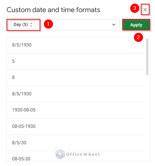 Customizing the date by keeping only Day information