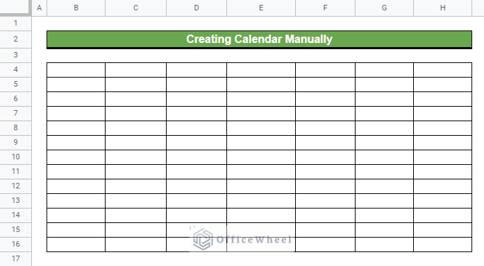 Required data table to demonstrate how to insert a calendar in Google Sheets