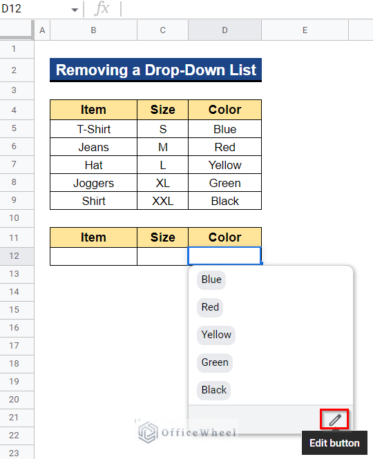 Removing Single Drop-Down List in Google Sheets