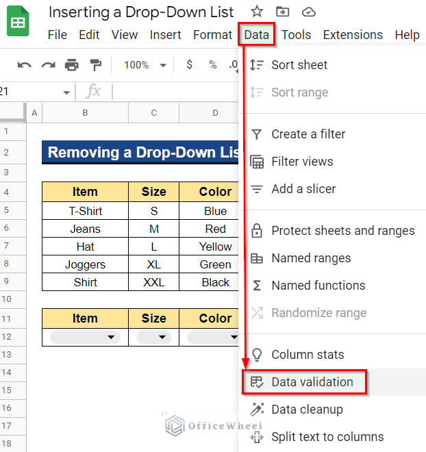 Removing All Drop-Down Lists in Google Sheets