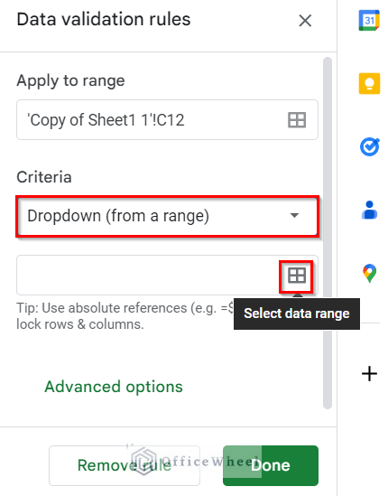 Selecting Dropdown (from a range)