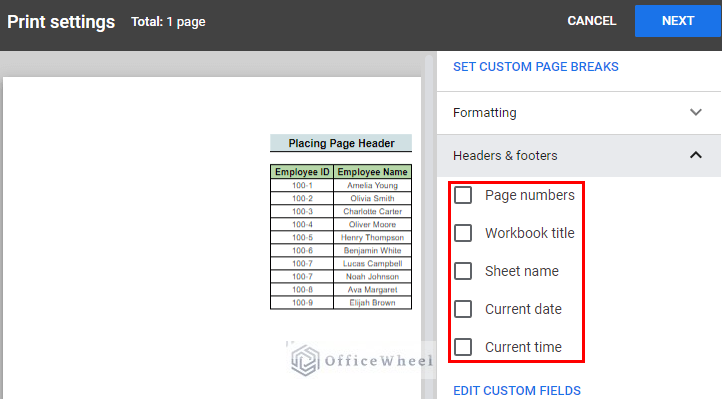 built-in header options