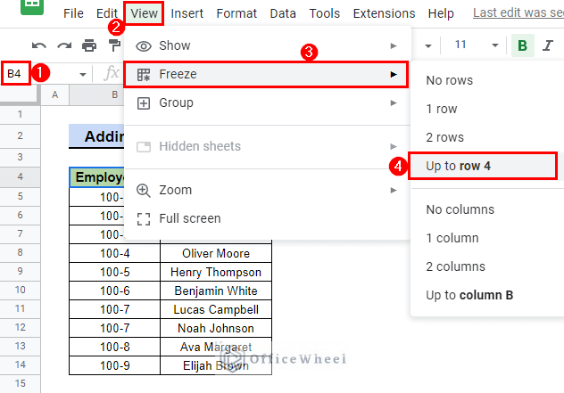 freeze row to lock header