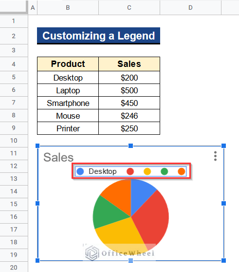 Double-Clicking Legend on Pie Chart to Open Chart Editor Window.