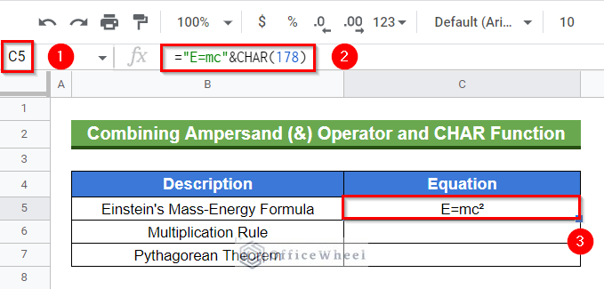 Inserting Exponent in texts using a combination of Ampersand operator and CHAR function