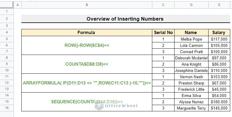 how to insert numbers in google sheets