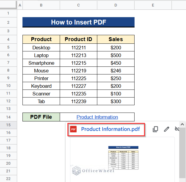 How to Insert PDF in Google Sheets