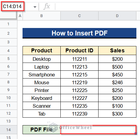 Dataset to Insert PDF in Google Sheets