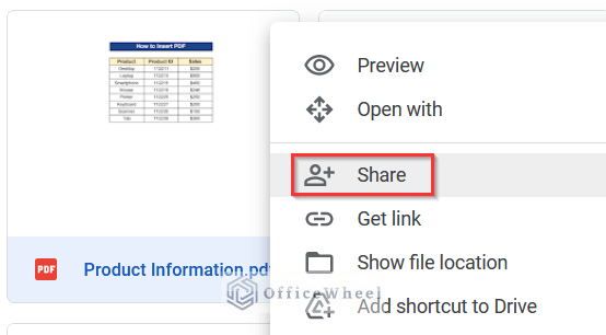 Sharing PDF File from Google Drive