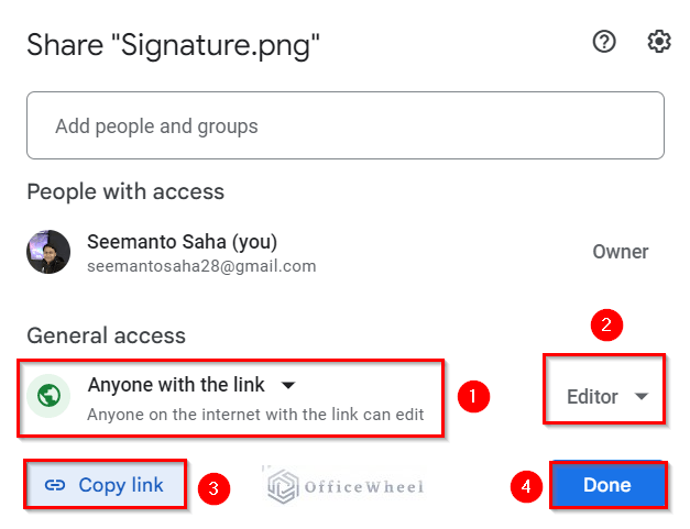 Edit the General Access and Role first, and then copy the Image URL