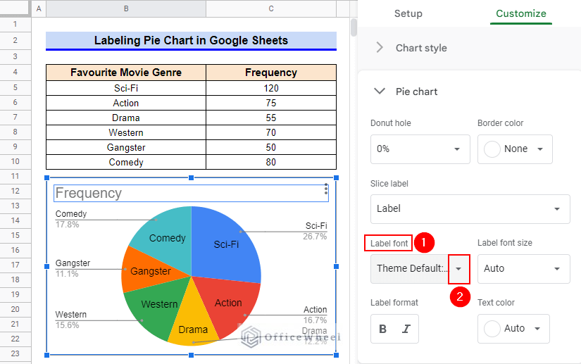 How to Label Pie Chart in Google Sheets: Customize Label by Switching Font