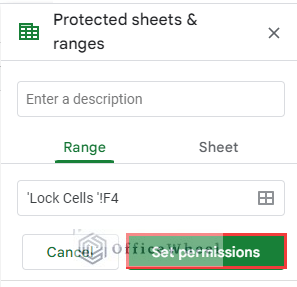 Set permissions to lock cells in google sheets formula 