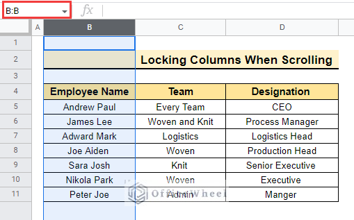 selecting column 