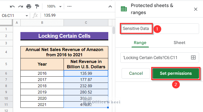 Setting permission to protect range of cells 
