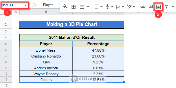 how to make 3D pie chart in google sheets