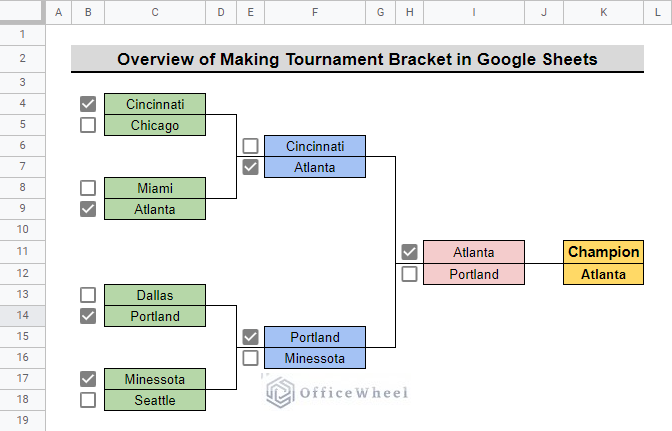 overview of how to make a tournament bracket in google sheets