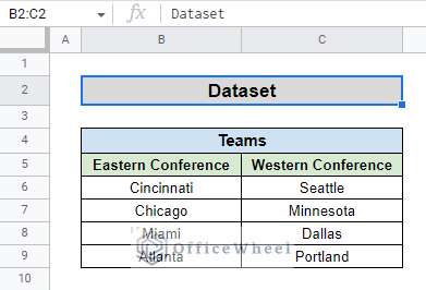 dataset used to make a tournament bracket in google sheets