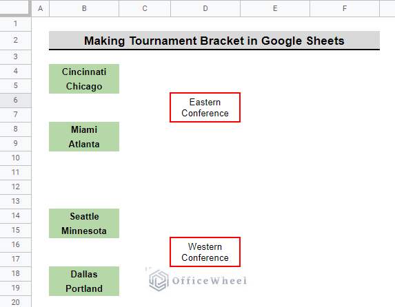 placing teams in two brackets