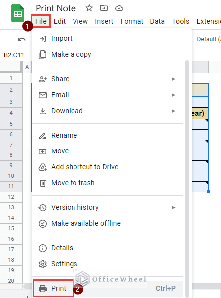 How to Print Notes in Google Sheets (with Quick Steps)