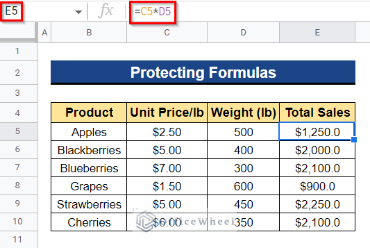 Dataset of How to Protect Formulas in Google Sheets