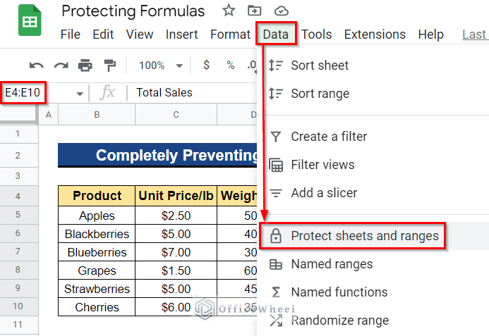 Completely Preventing Changes for Certain Users to Protect Formulas in Google Sheets