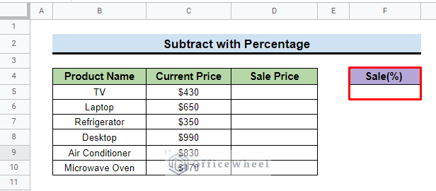 insert percentage cell in google sheets