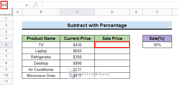 select cell to add subtract formula