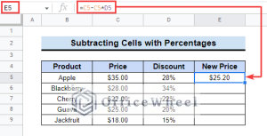 How to Subtract Two Cells in Google Sheets (4 Simple Ways)