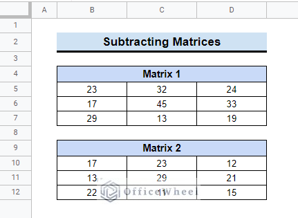 Dataset of matrices