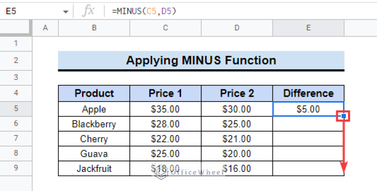 How to Subtract Two Cells in Google Sheets (4 Simple Ways)