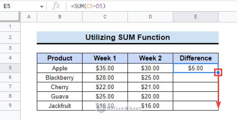 How to Subtract Two Cells in Google Sheets (4 Simple Ways)