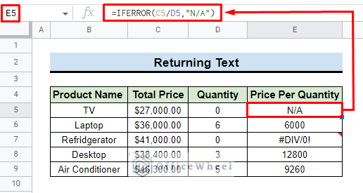 How to Use IFERROR Function in Google Sheets