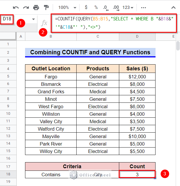 How to Use COUNTIF Function combined with QUERY Function in Google Sheets