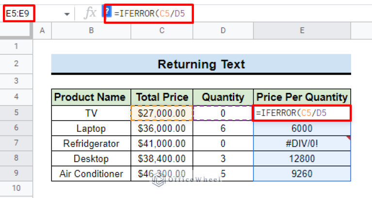 How To Use IFERROR Function In Google Sheets - OfficeWheel