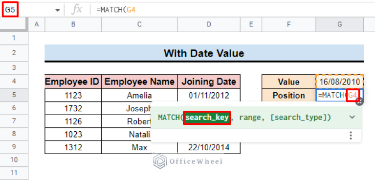 How to Use MATCH Function in Google Sheets (2 Scenarios)