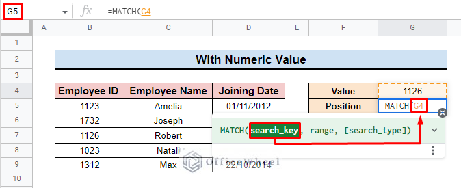 add search key in the function