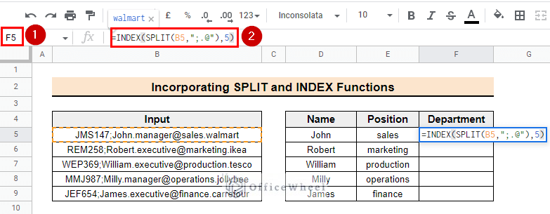 Using SPLIT and INDEX functions to split specific string from the text