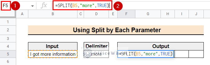 Using Split by Each parameter TRUE in SPLIT function