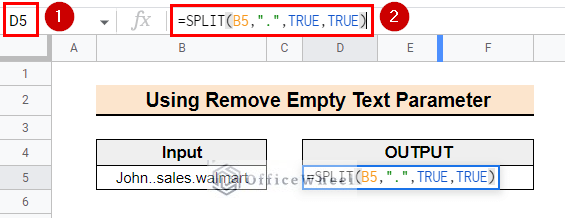 Using Remove Empty text parameter in SPLIT function