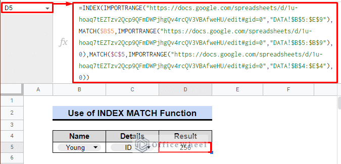 use of index match function across multiple sheets in google sheets using importrange